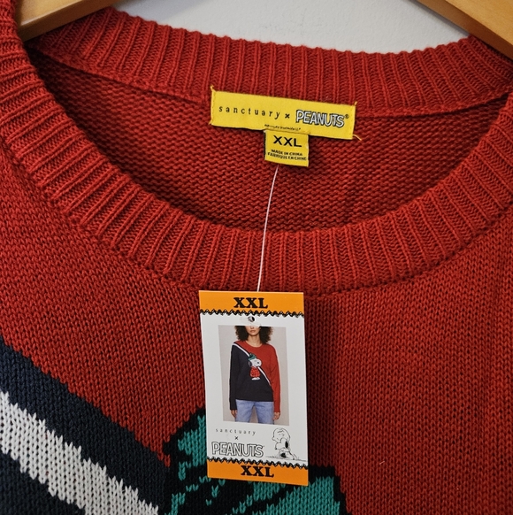 NEW! Sanctuary By Peanuts Red and Blue Snoopy Sweater Size XXL - Picture 7 of 8